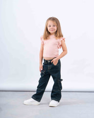 Ruffle Sleeve Ribbed Top