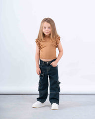 Ruffle Sleeve Ribbed Top