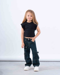 Ruffle Sleeve Ribbed Top