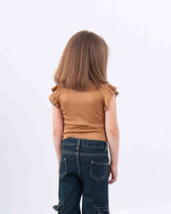 Ruffle Sleeve Ribbed Top