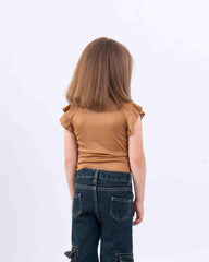 Ruffle Sleeve Ribbed Top - Venti