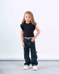 Ruffle Sleeve Ribbed Top