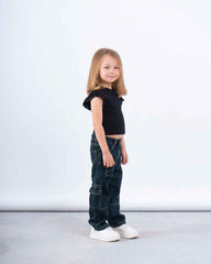 Ruffle Sleeve Ribbed Top