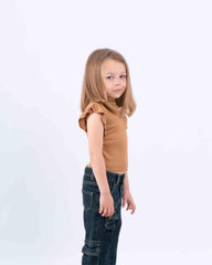 Ruffle Sleeve Ribbed Top - Venti