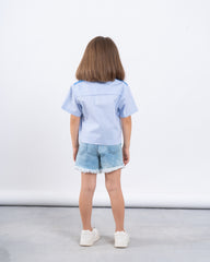 Button-Up Shirt With Embroidered Shoulders