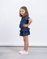 Denim Bow Detail Top