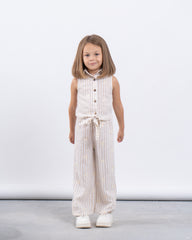 Striped Wide-Leg Pants With Embroidery