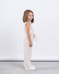 Striped Wide-Leg Pants With Embroidery