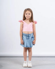 Sparkling Ruffled Tied-Back Crop Top - Venti