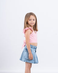 Sparkling Ruffled Tied-Back Crop Top