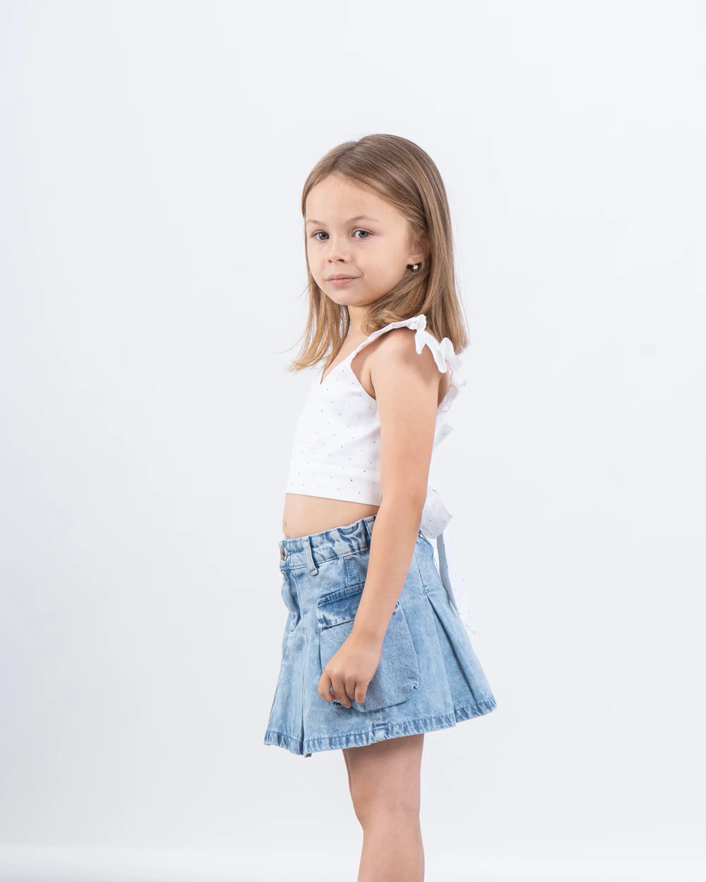 Sparkling Ruffled Tied-Back Crop Top - Venti