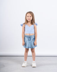 Sparkling Ruffled Tied-Back Crop Top