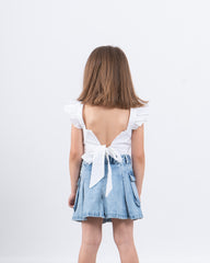 Sparkling Ruffled Tied-Back Crop Top