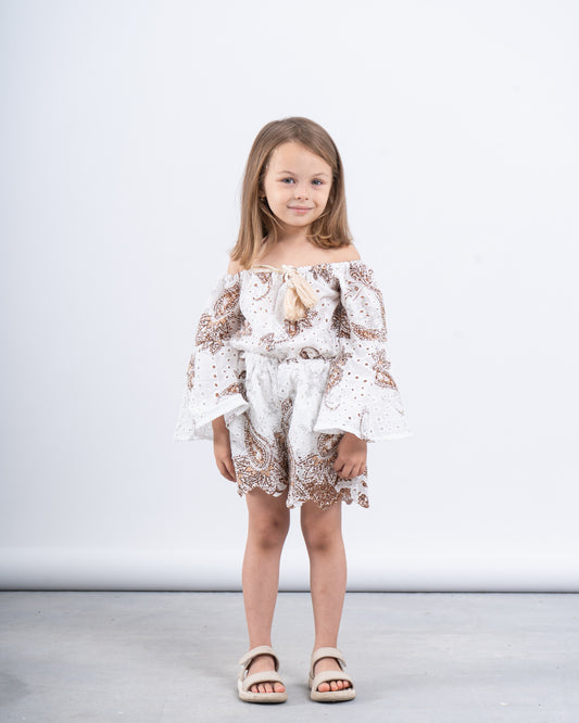 Embroidered Off-Shoulder Romper
