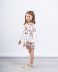 Embroidered Off-Shoulder Romper