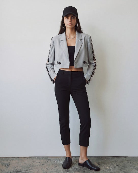 Women cropped blazer hoop
