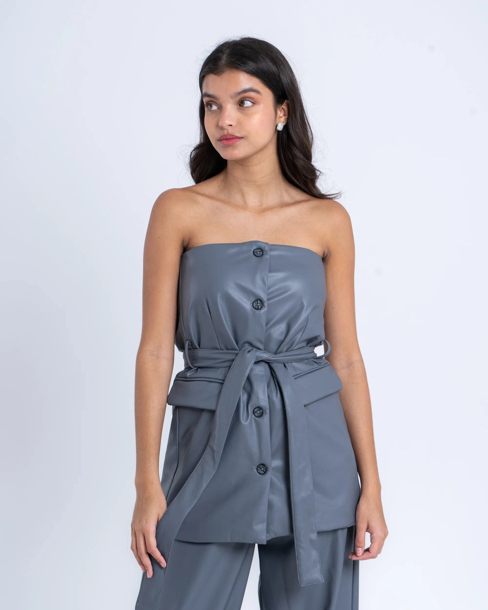 Faux Leather Belted Vest - Venti