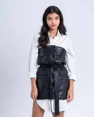 Faux Leather Belted Vest