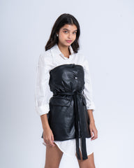 Faux Leather Belted Vest