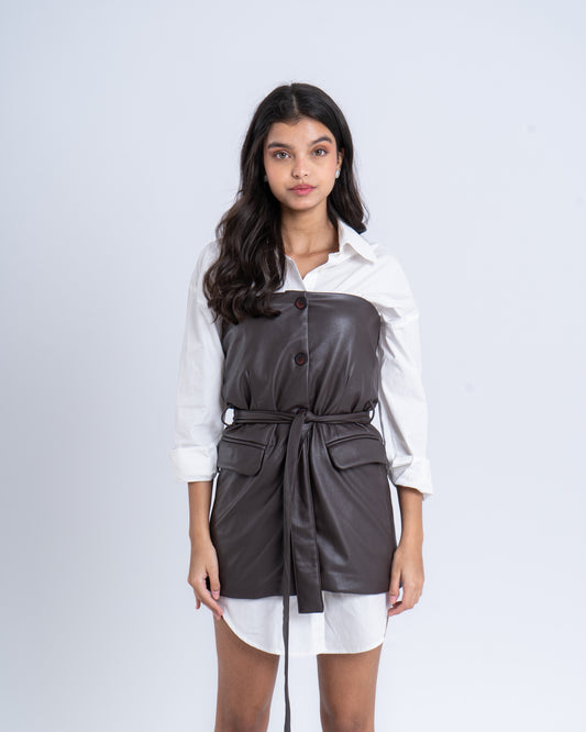 Faux Leather Belted Vest