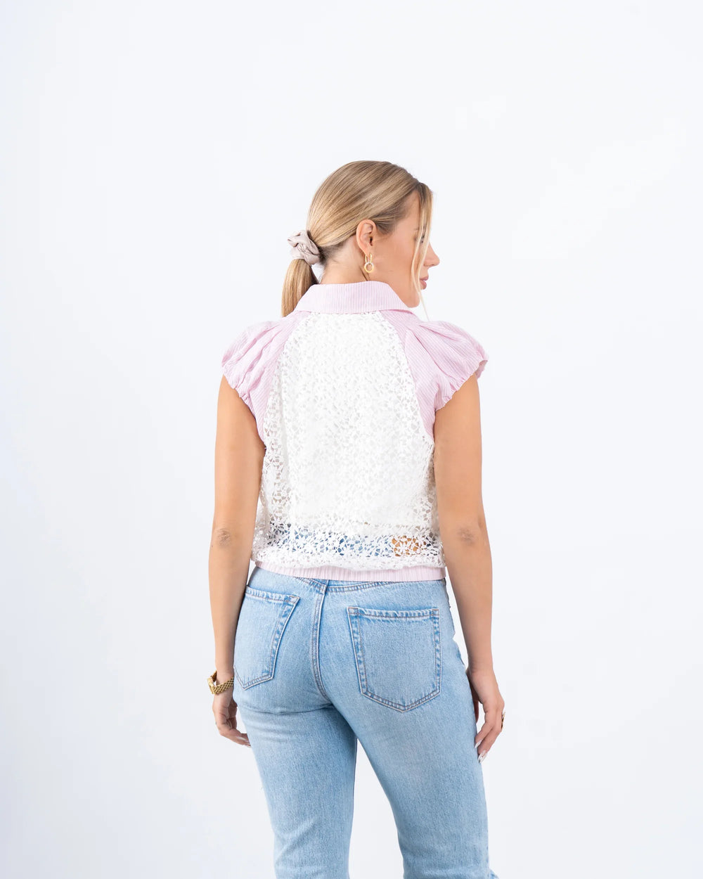 Lace Striped Buttoned Vest - Venti