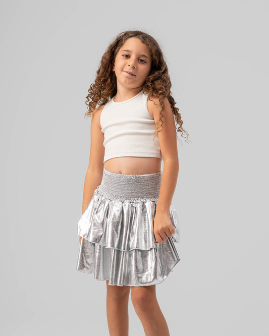 Ruffle Metallic Skirt