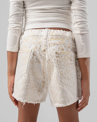 Metallic Effect Denim Shorts