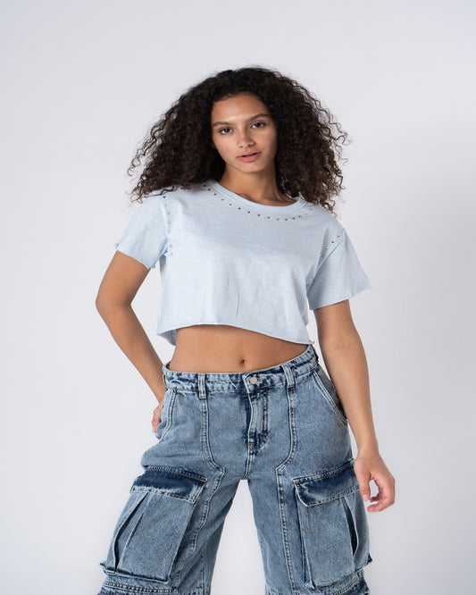 Rhinestone Cropped Top