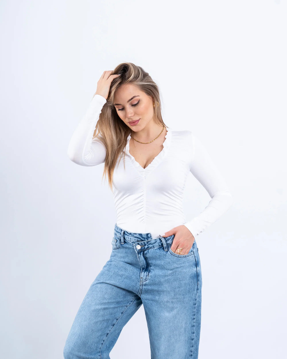 Ruched Long-Sleeve Bodysuit - Venti