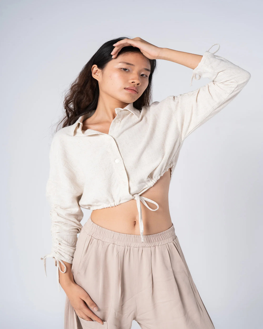 Drawstring Sleeve Blouse - Venti