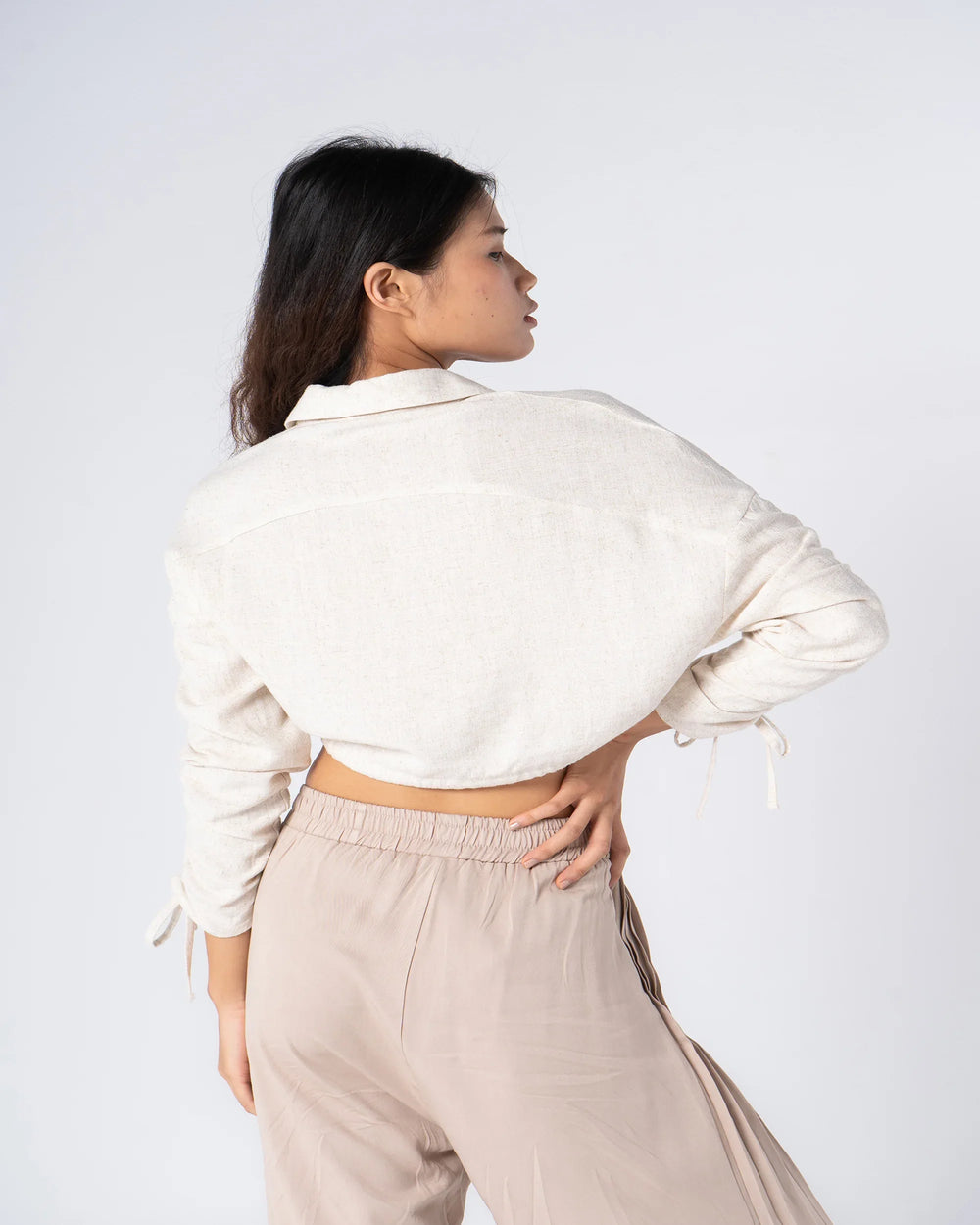 Drawstring Sleeve Blouse - Venti