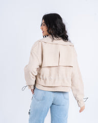 Cropped Layered Linen Trench Jacket