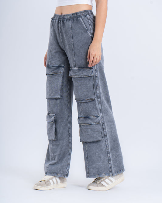 Acid Washed Cargo Sweatpants