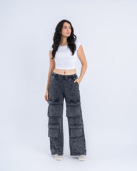 Acid Washed Cargo Sweatpants