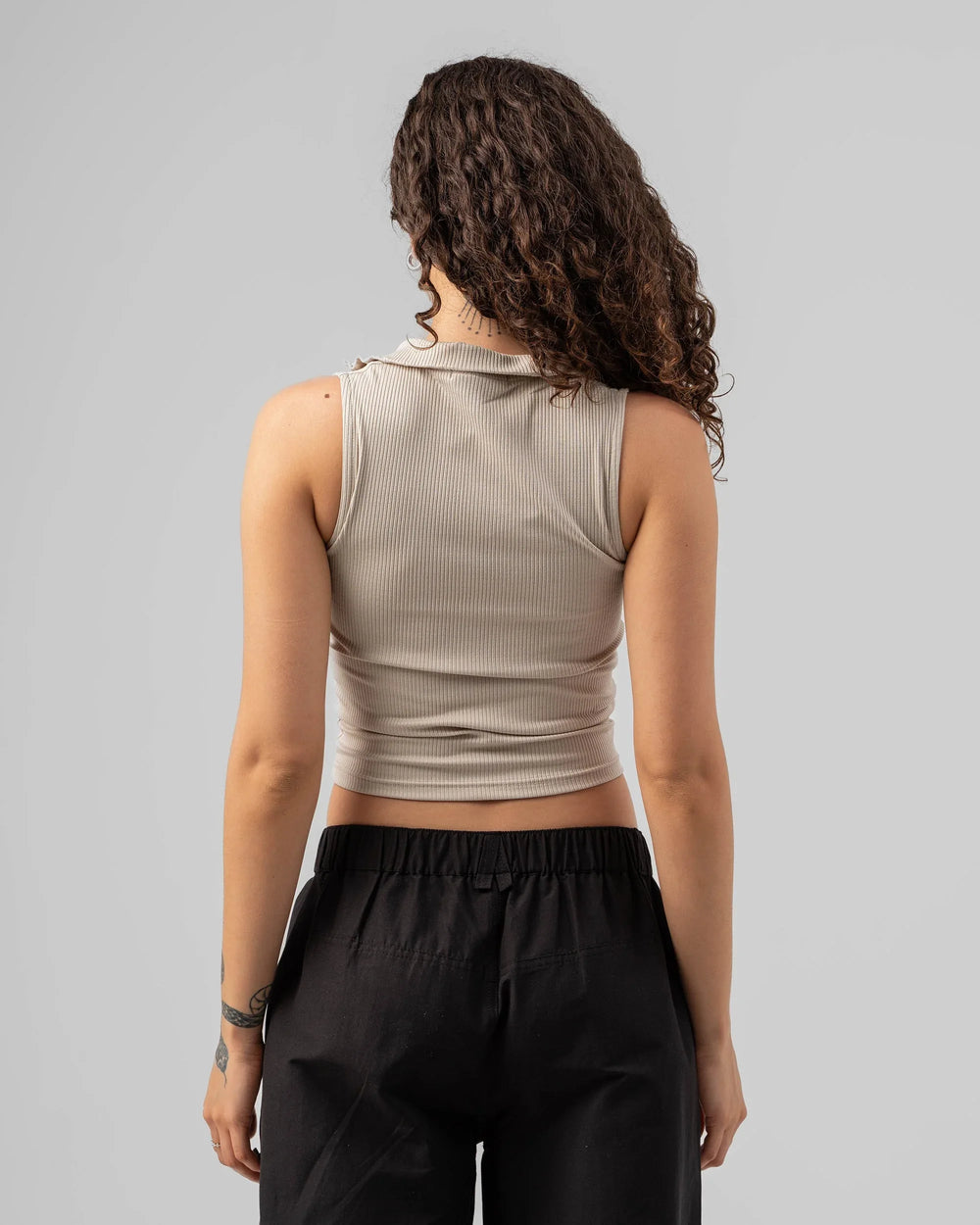 Zip Up Ribbed Polo Top - Venti