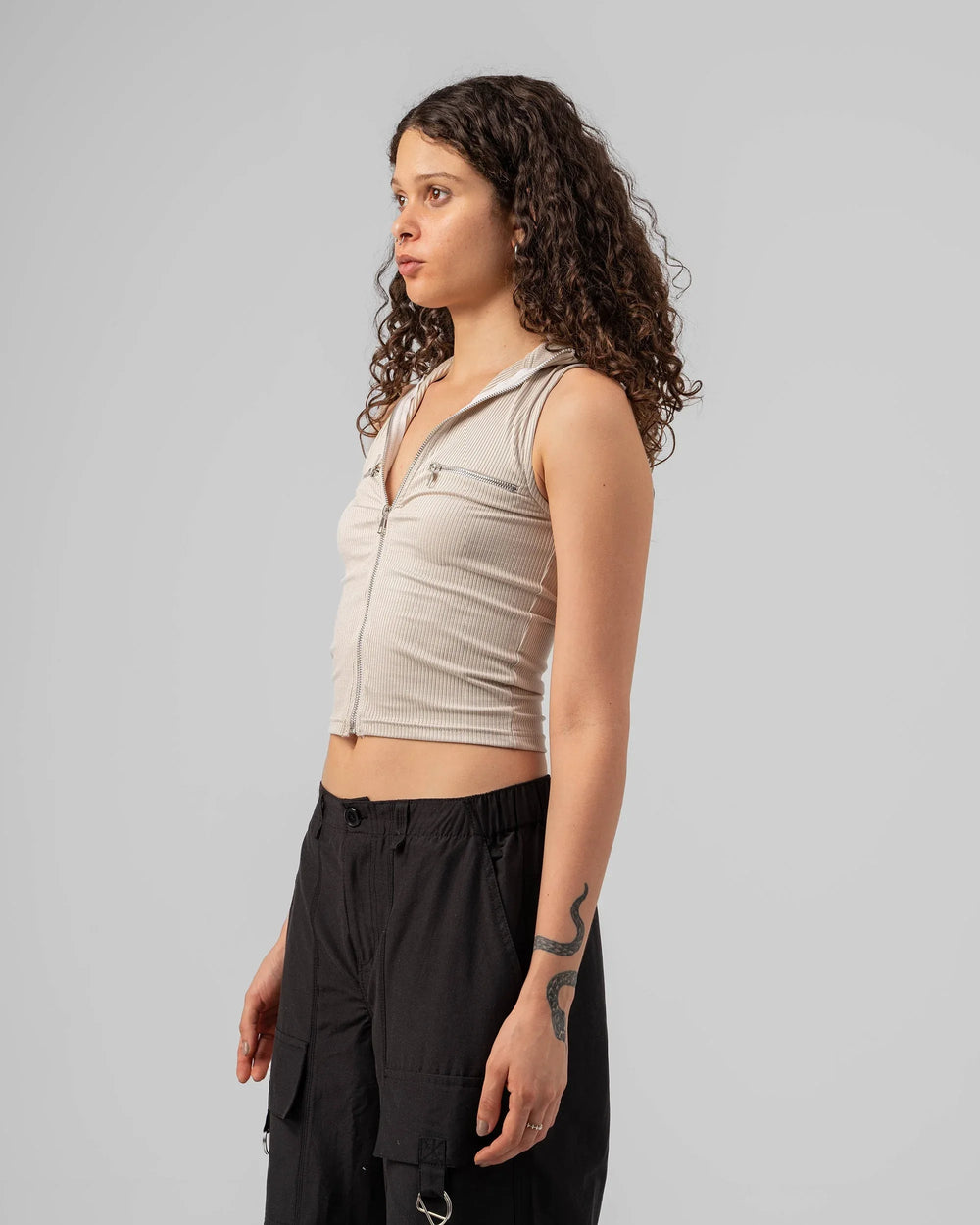 Zip Up Ribbed Polo Top - Venti