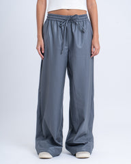 Faux Leather Wide-Leg Pants