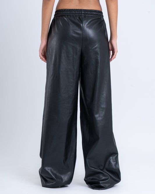 Faux Leather Wide-Leg Pants