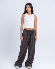 Faux Leather Wide-Leg Pants