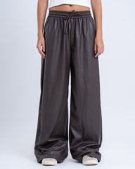 Faux Leather Wide-Leg Pants