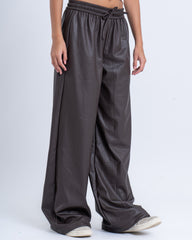 Faux Leather Wide-Leg Pants