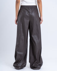 Faux Leather Wide-Leg Pants