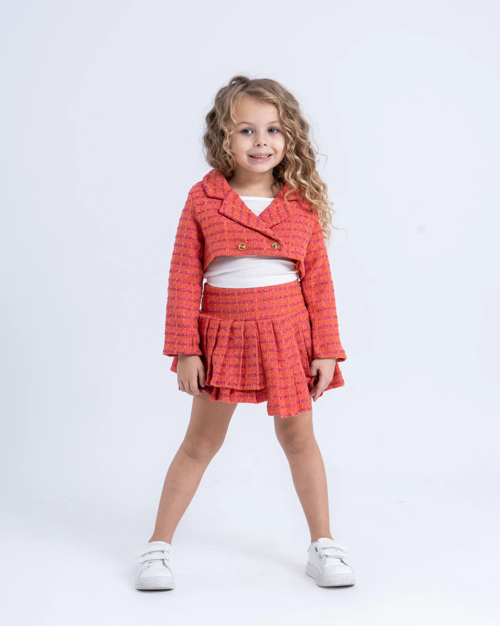 Cropped Tweed Blazer with Double-Breasted Buttons - Venti