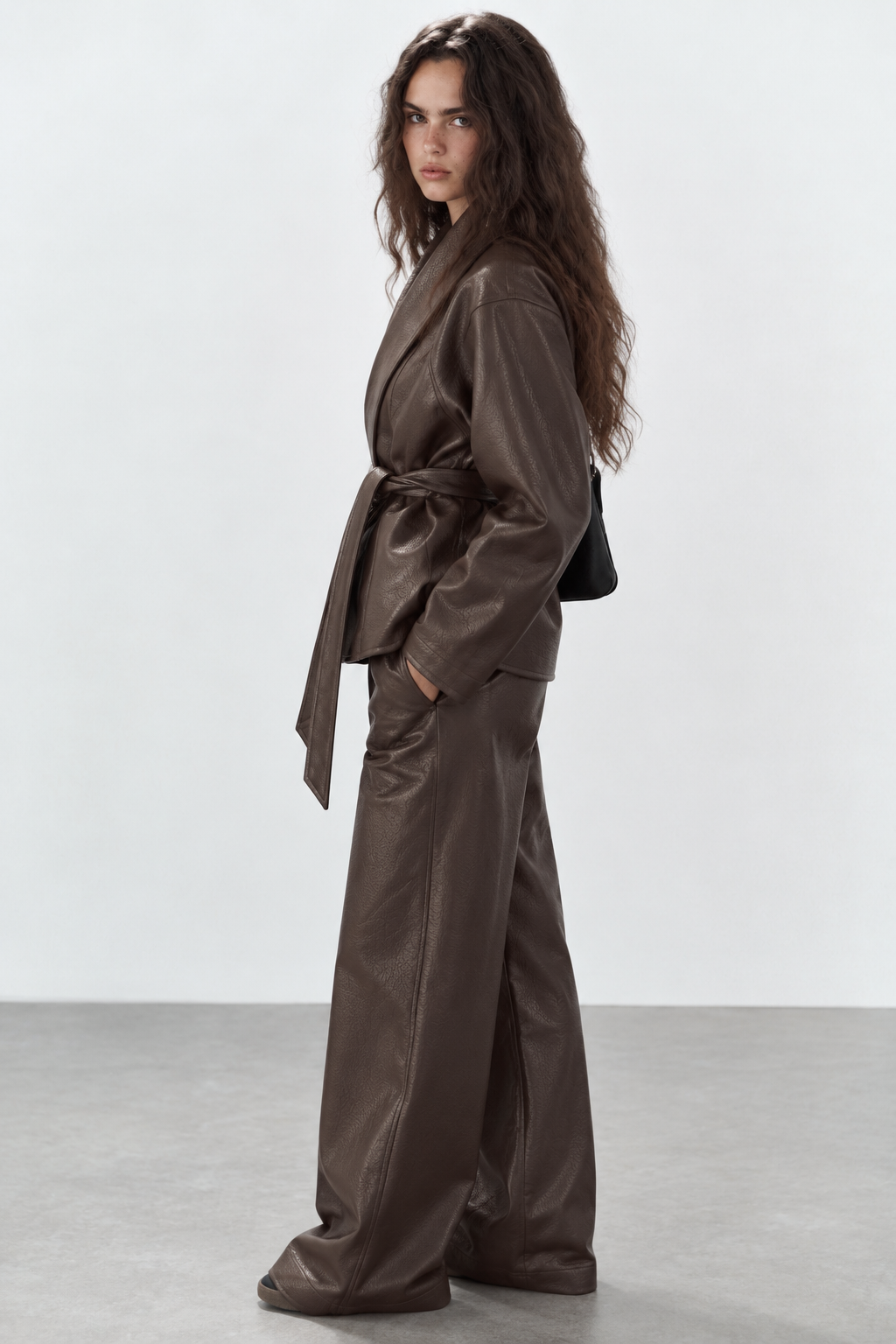 Women's "Midnight Muse" Belted Jacket – Wide Lapels & Wrap Front