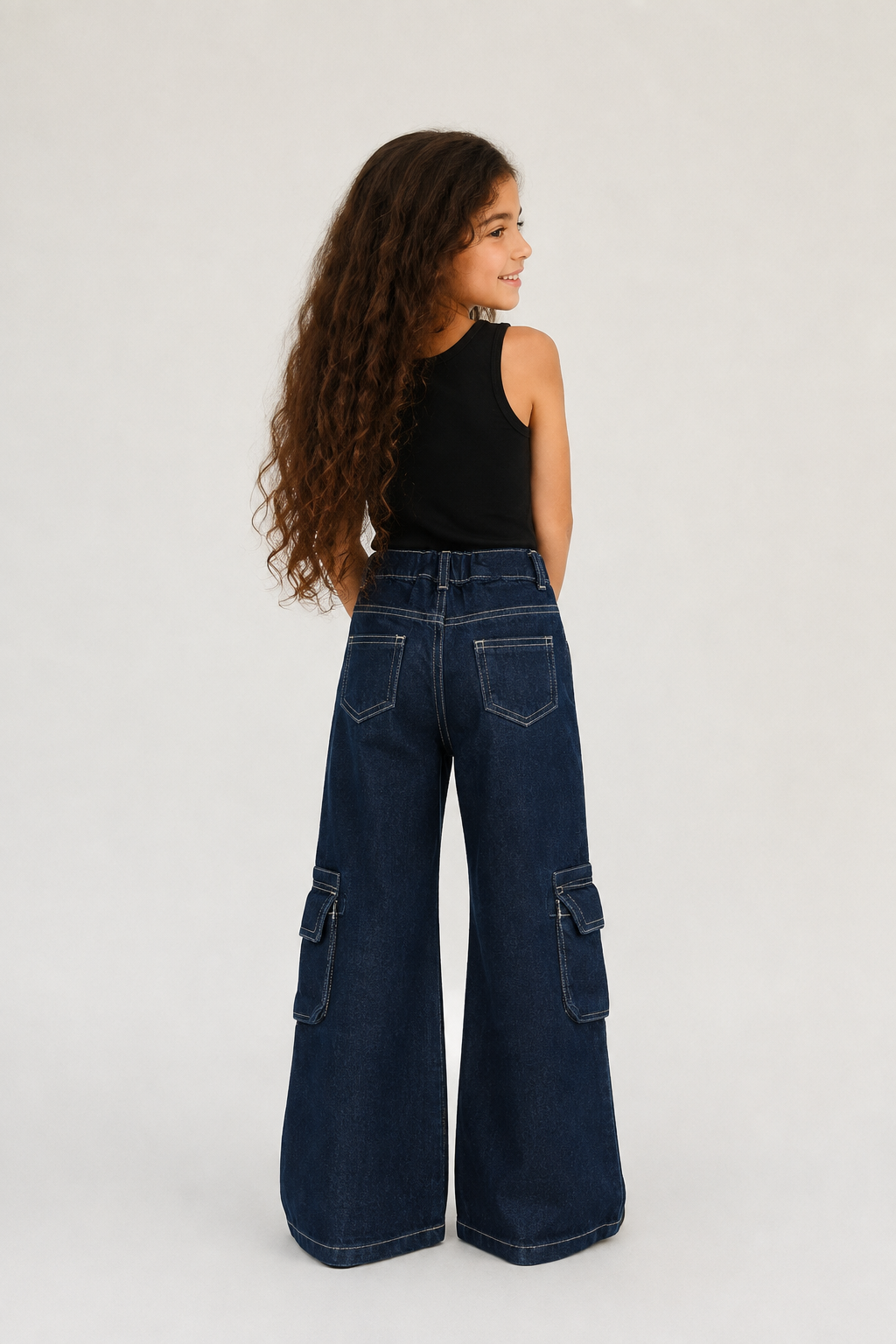 Girls' "Star Cargo" Denim Pants