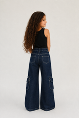 Girls' "Star Cargo" Denim Pants