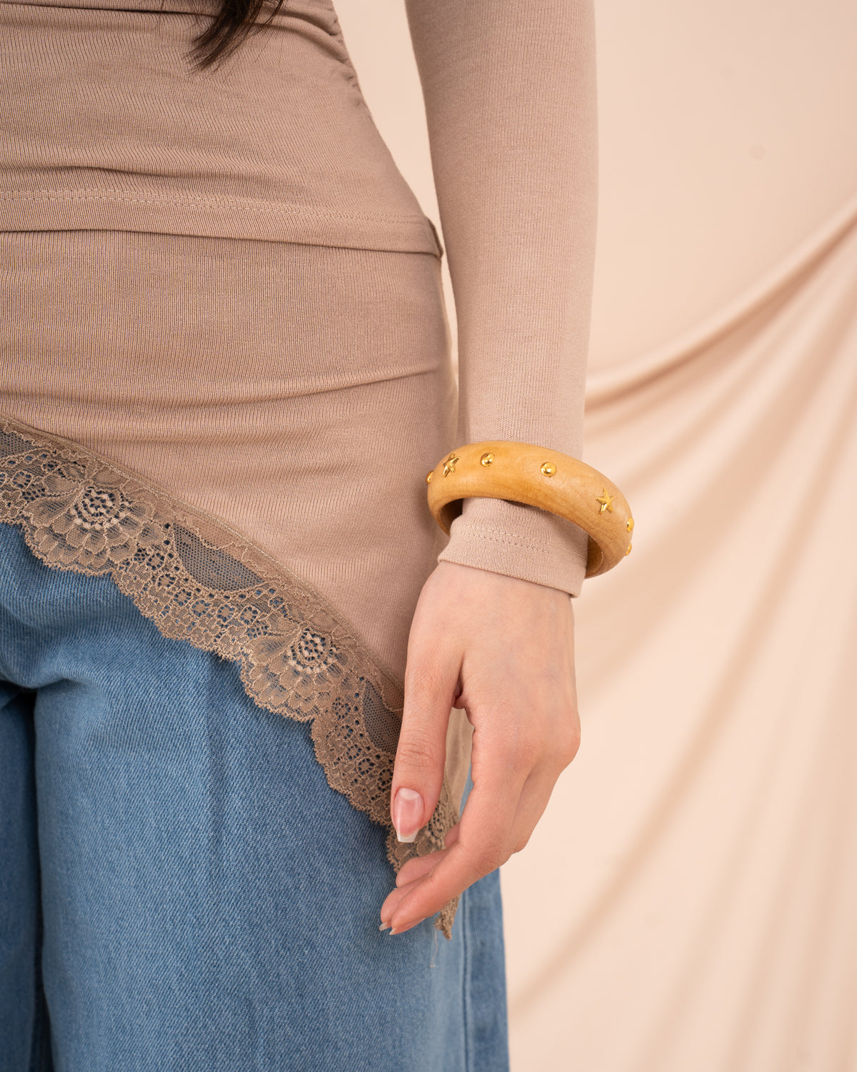 Chunky Wooden Starry Bangle