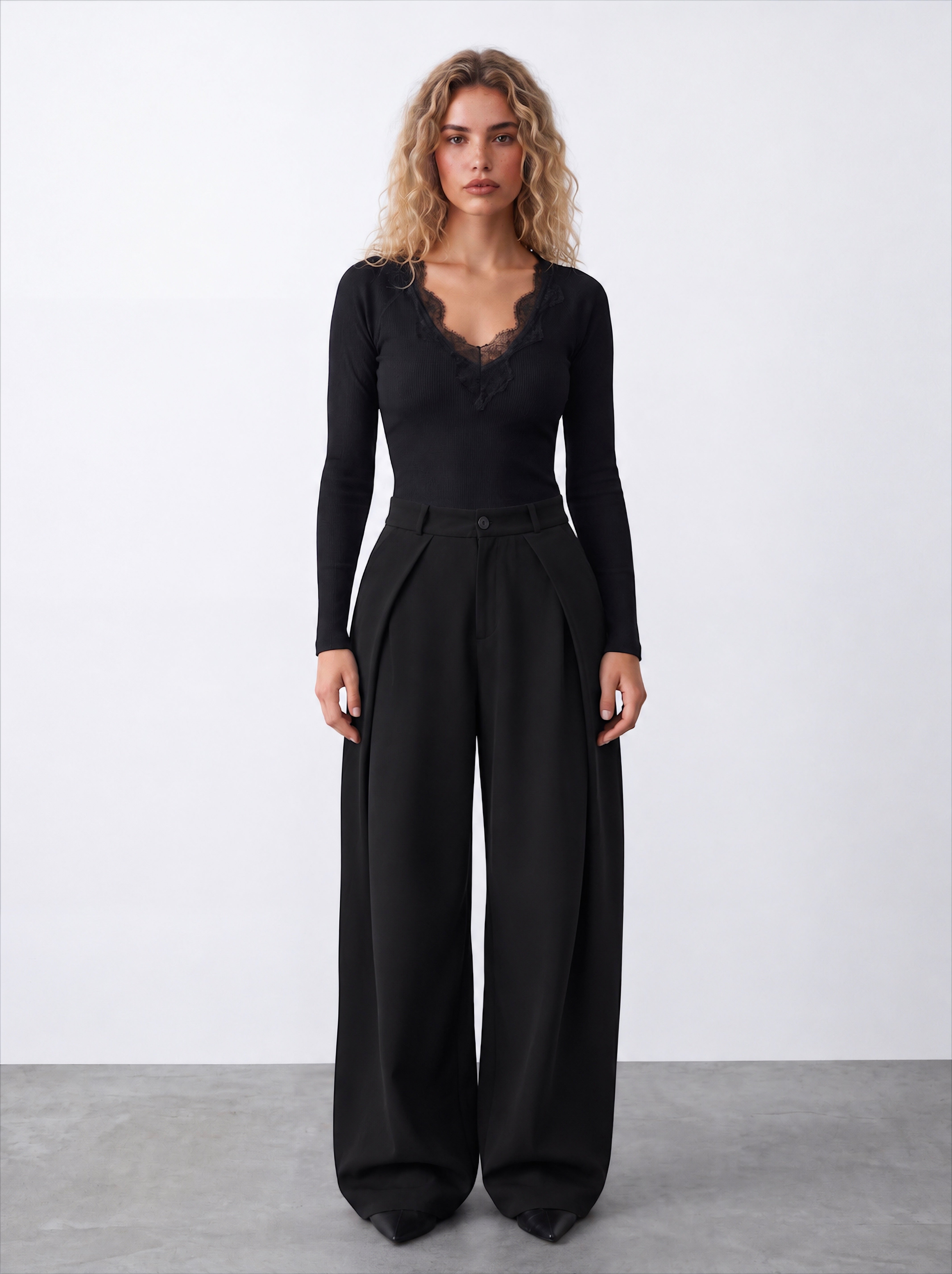 Women side folded pants