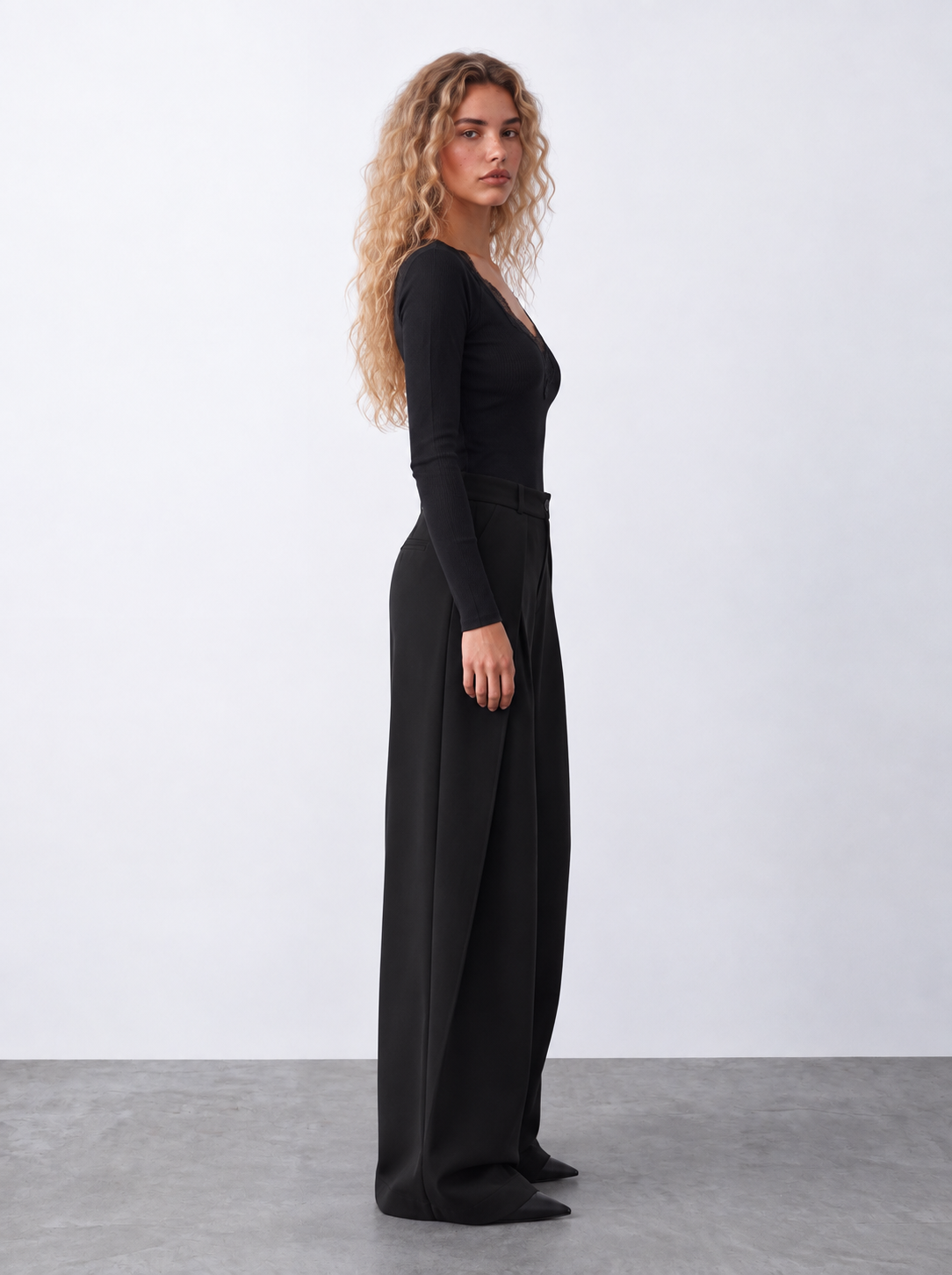 Women side folded pants
