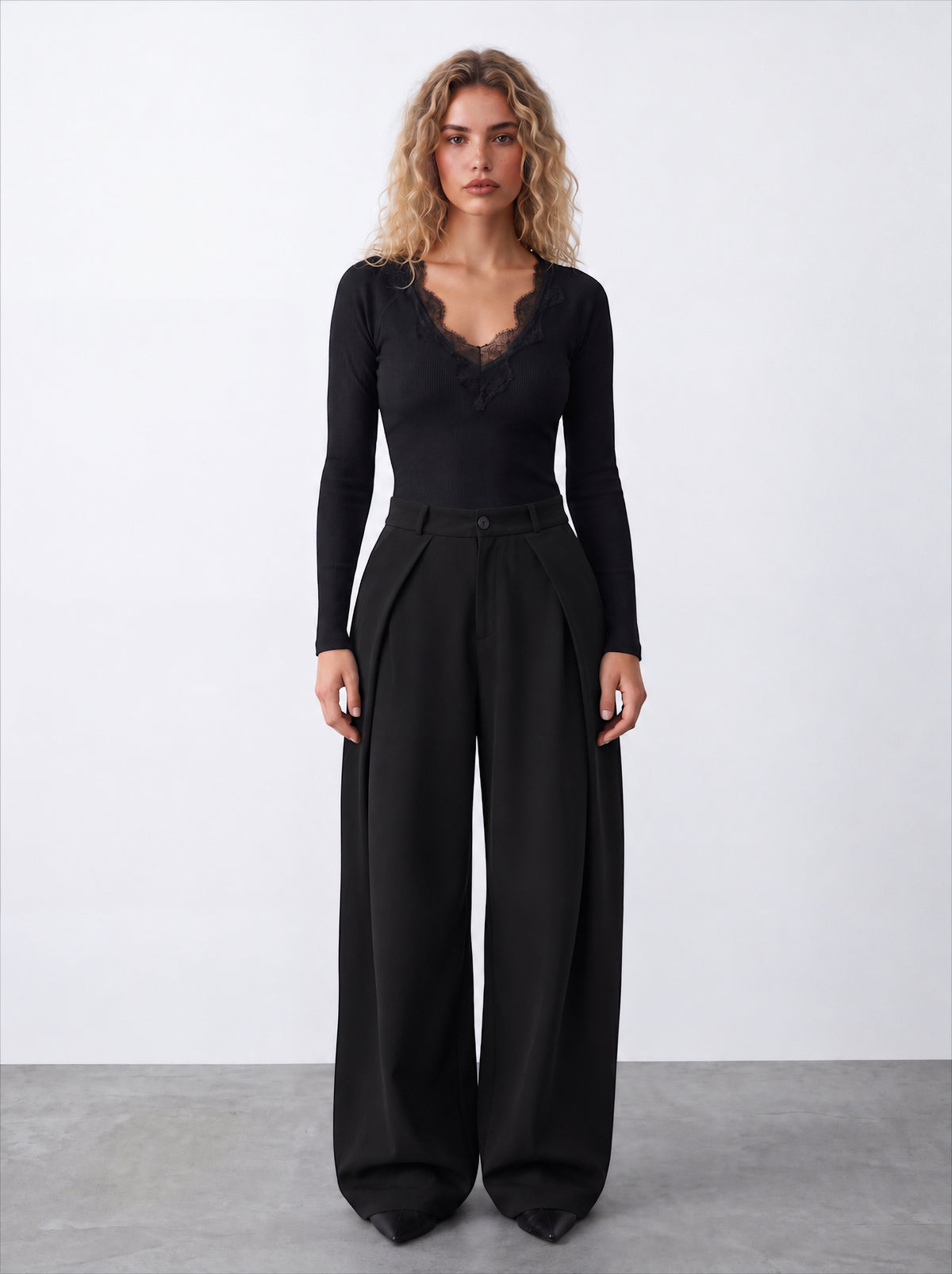 Women side folded pants